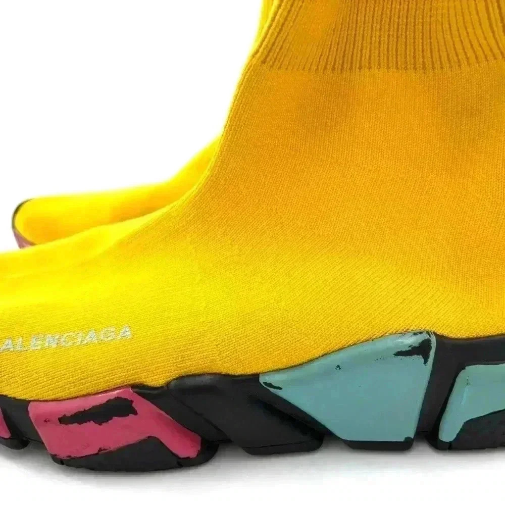 Balenciaga Speed High-Top Yellow Sneakers in size 36EU /6 US women's- pre-loved - Picture 7 of 17